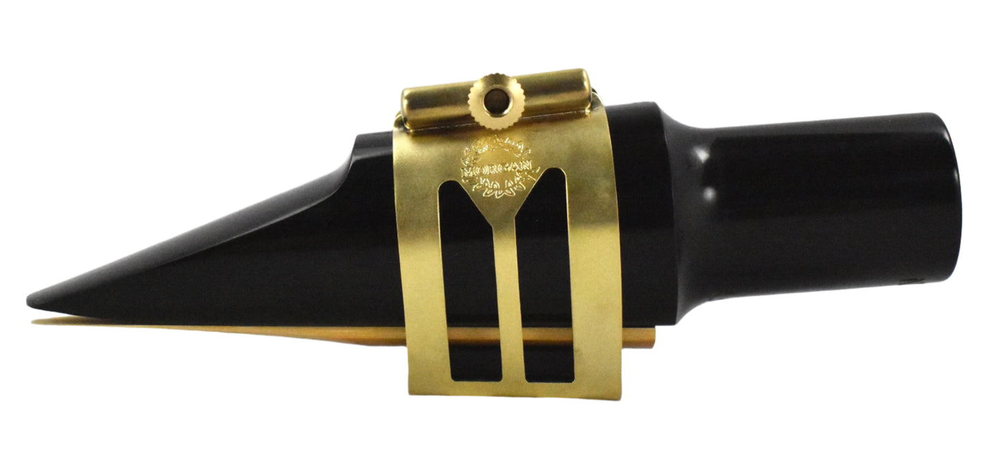 Morgan Marc Jean generation gen 2 gold brushed lacquer saxophone ligature for morgan soprano, alto, tenor and baritone sax mouthpieces