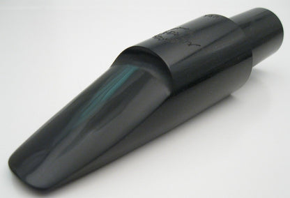 left side angle of morgan florida baritone jazz hard rubber saxophone mouthpiece 