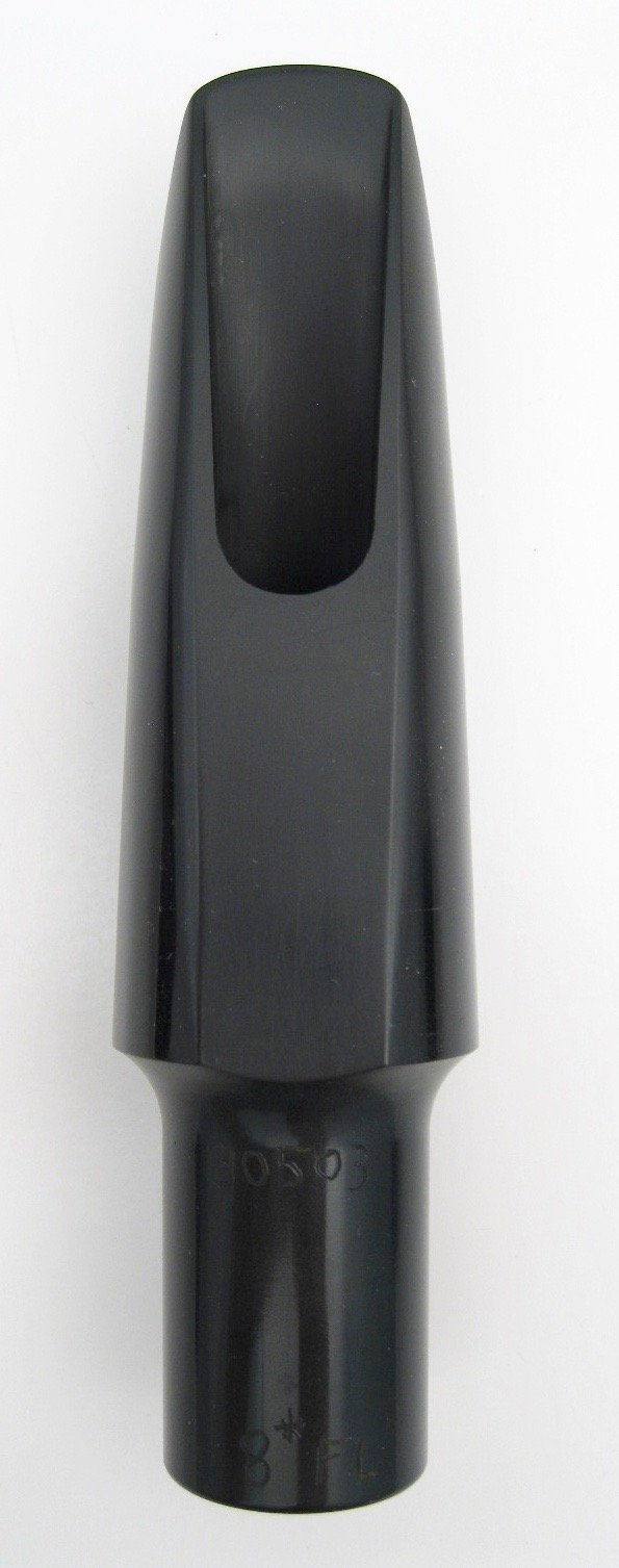 back view of table on morgan florida baritone jazz hard rubber saxophone mouthpiece 
